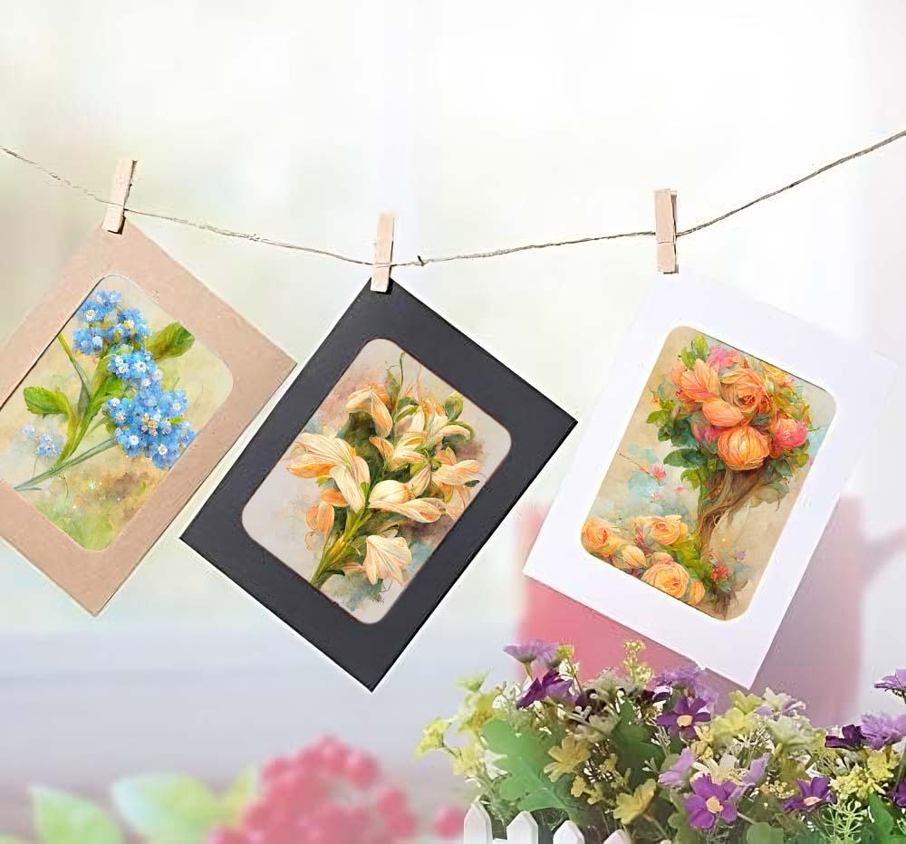 Bilderrahmen für Galerie Kollage I Bilderrahmen aus Pappe in drei Farben I INA A6 Format für deine Bildergalerie