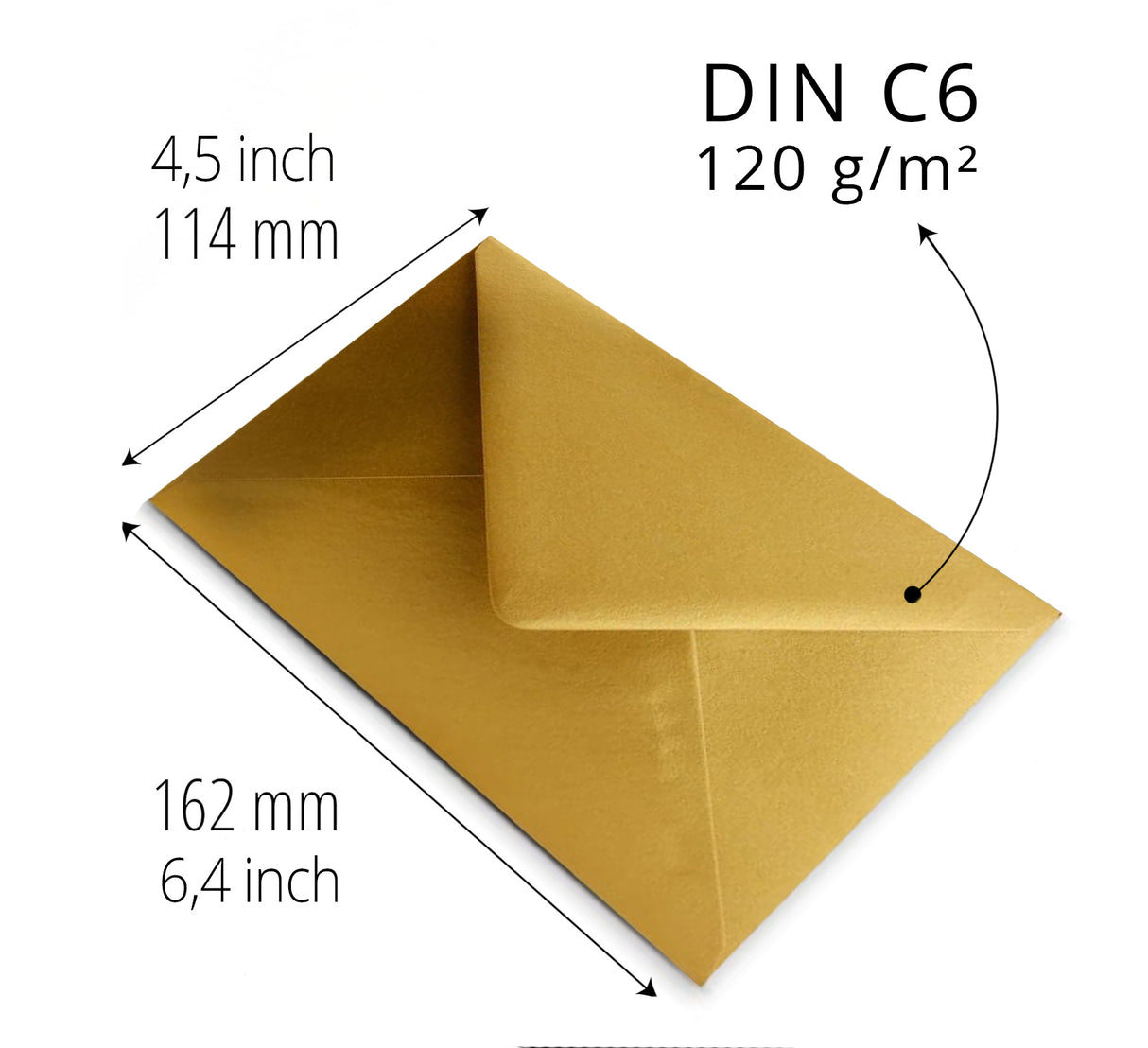 Umschläge für Postkarten und Klappkarten in veredelten Grund-,/Glanzfarben I DIN C6 Format I 114 mm x 162 mm I 4 x 6 INCH I Letter Format