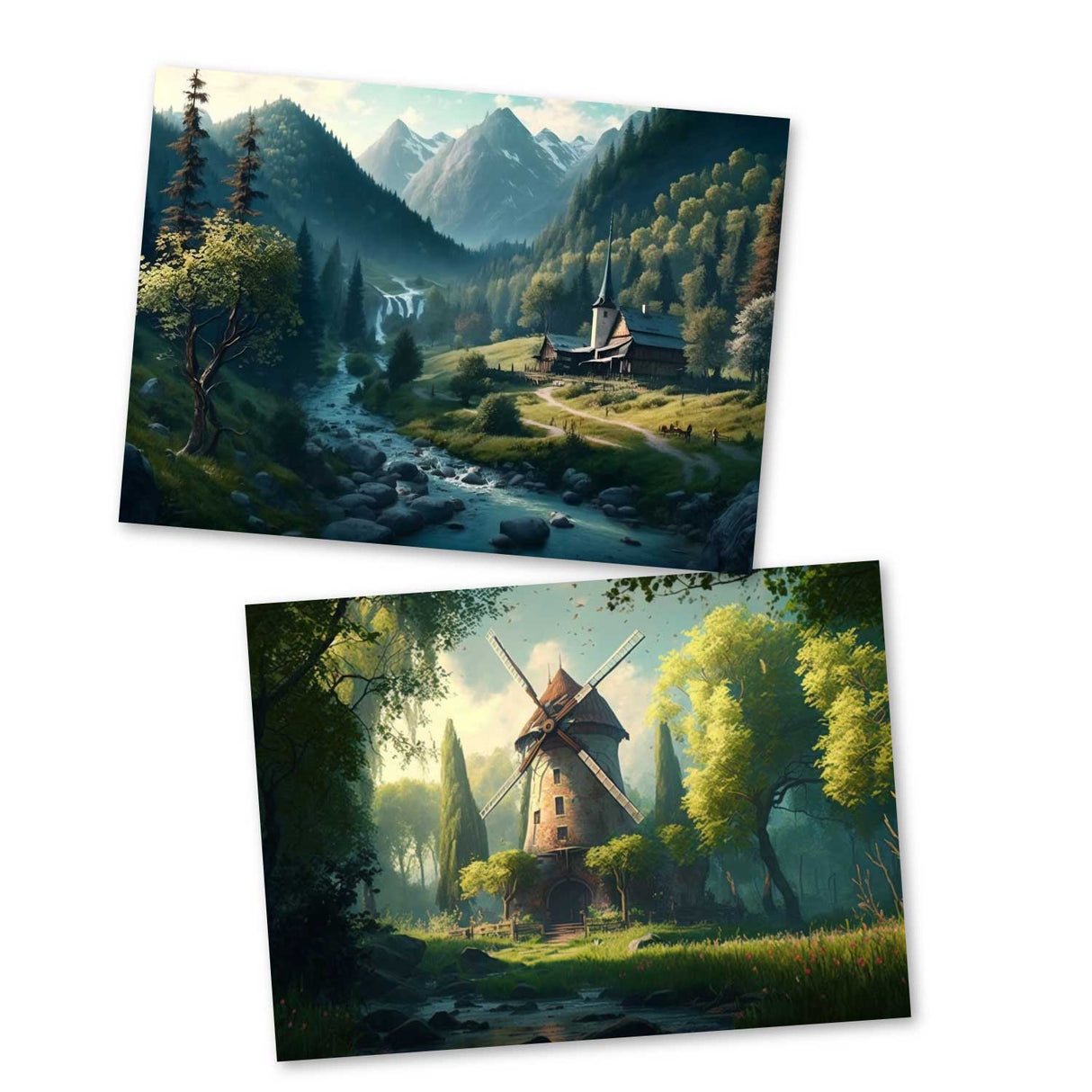 Rumpelstilzchen Karten Set A6 (15 Cards) Illustrierte Märchen Stained Glass I von den Gebrüdern Grimm im Original als kunstvolles Set