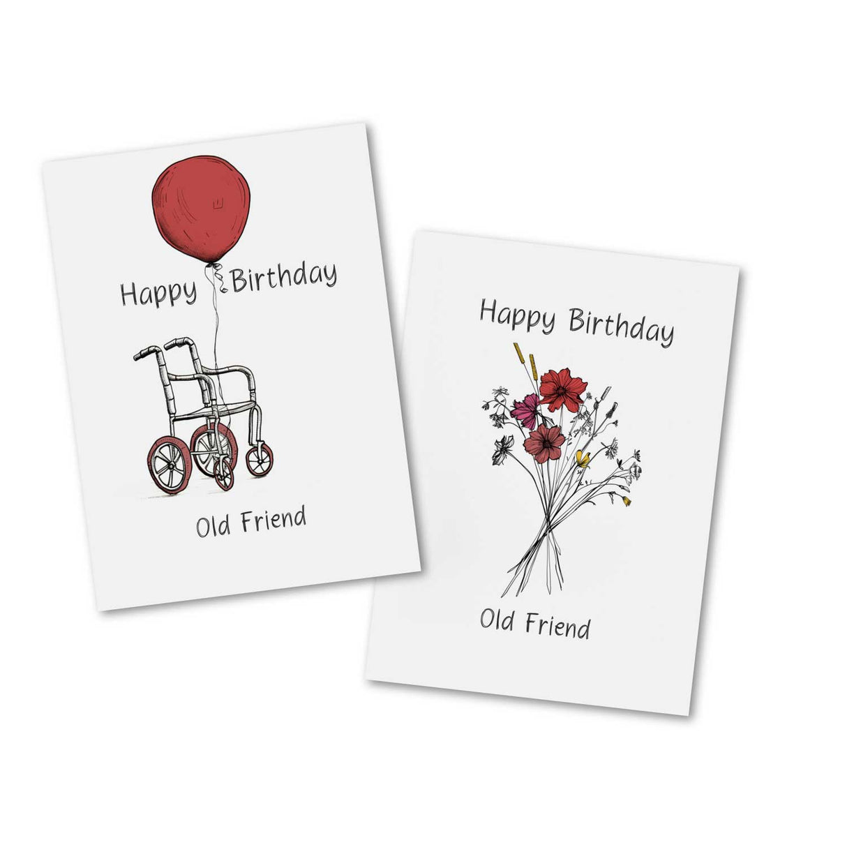 Happy Birthday Old Friend (10 Karten) | Geburtstagskarten für alte Freunde | Geschenk | lustige humorvolle freche Geburtstagskarte Sketch