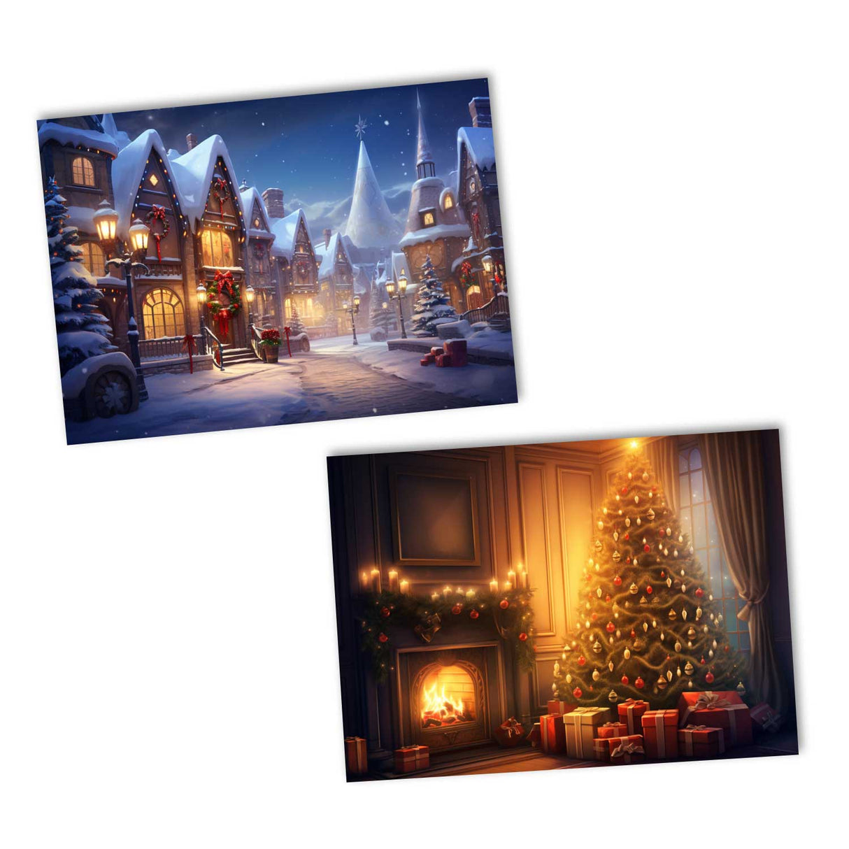 Weihnachten Grußkarten Set (10 Karten) | Kunstvolle Weihnachtskarten | Geschenk | Karte mit Grußbotschaft | Postkarte | Weihnachtsfest VOL 1