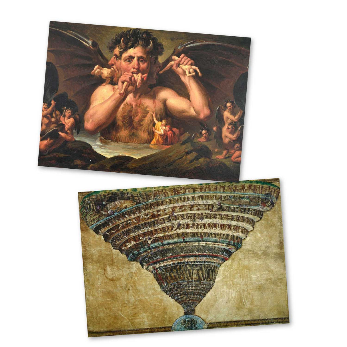 Dantes Inferno Kunstkarten Set (12 Karten) | Kunstvolle Karten | Geschenk | Unterwelt Hölle | Postkarte oder als Klappkarte