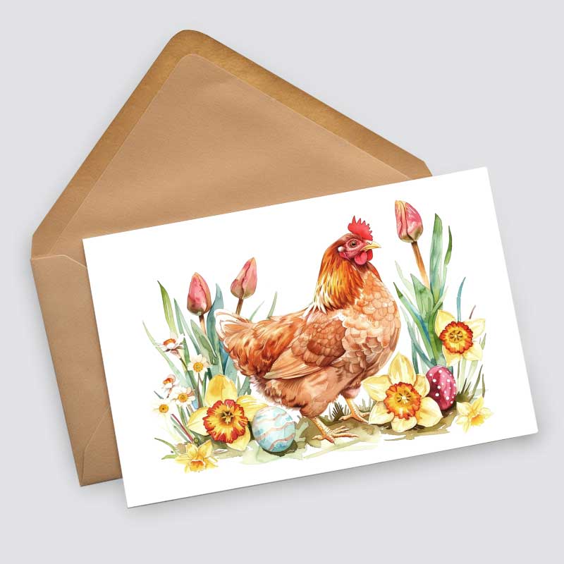 Easter Greeting Cards Set (10 Cards) | Easter bunnies, chicks, tulips and flowers | poison | wall decoration | Postcards, folding cards set V2