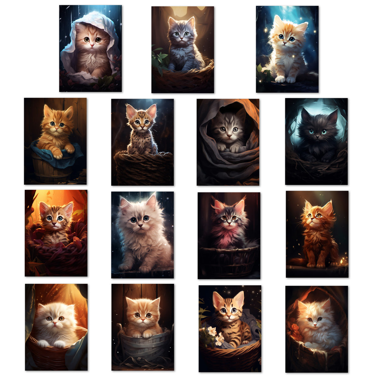 Katzenbabys Kitten Dekorationskarten A6 Set (15 Cards) Grusskarten und Geburtstagskarten I Katzen, Kittens