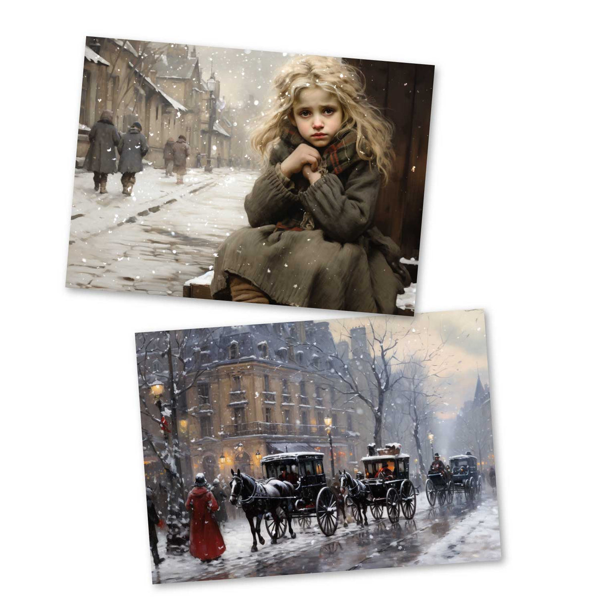 Sterntaler Karten Set A6 (15 Cards) Illustrierte Märchen im Biedermeier Stil I von den Brüdern Gimm im Original als kunstvolles Set