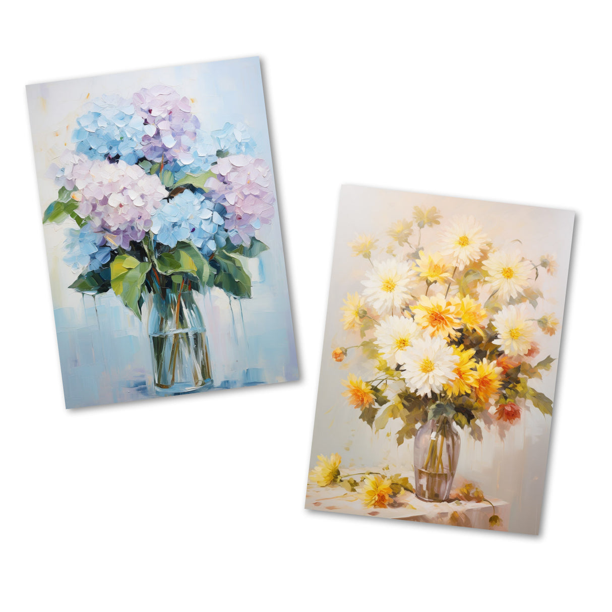Blumen Postkarten A6 Set (10 Cards) Blumensträuße Ölgemalt Reprint I digital Painting I Neutrale Grusskarten mit Blumenstrauss