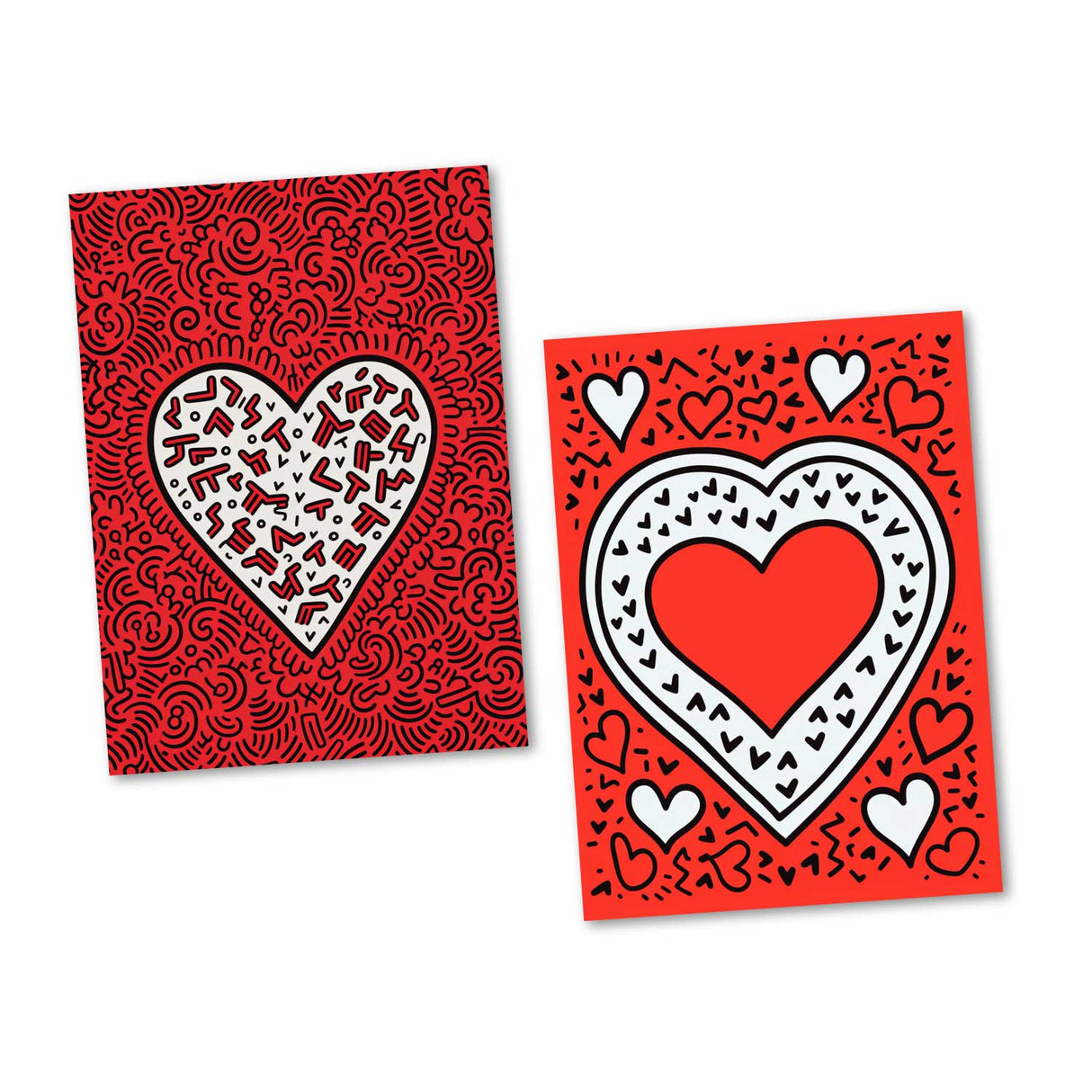 Valentinskarten Liebe Postkarten A6 Set (10 Cards) Keith Haring Style I Karten für Liebesbotschaften