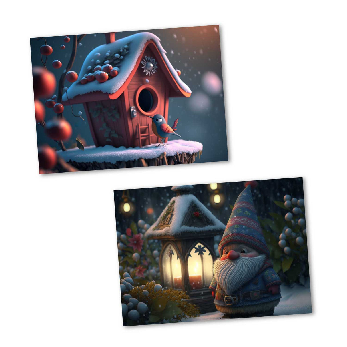 Winter Kartenset - Geschenkkarten für Kinder im Set (10 Karten) | Weihnachtskarten im Pixar Style | Geschenk | Klappkarte oder Postkarten