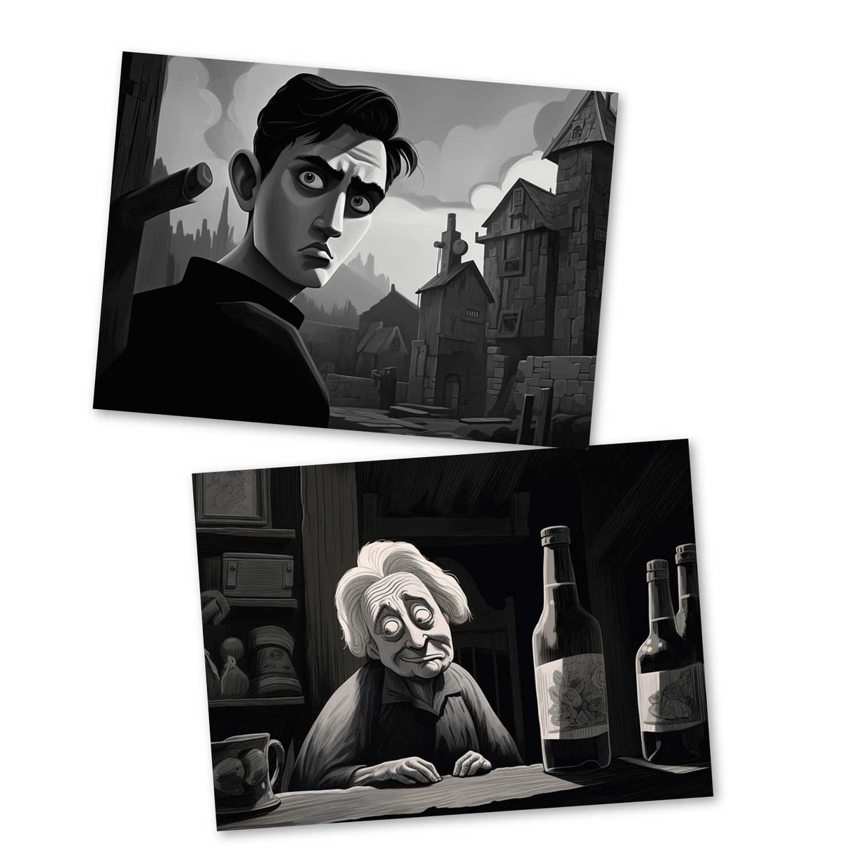 Der Räuberbräutigam Set A6 (15 Cards) Halloween Horror Märchen Film Noir Look I grusselige Horror Karten zum Märchen als kunstvolles Set