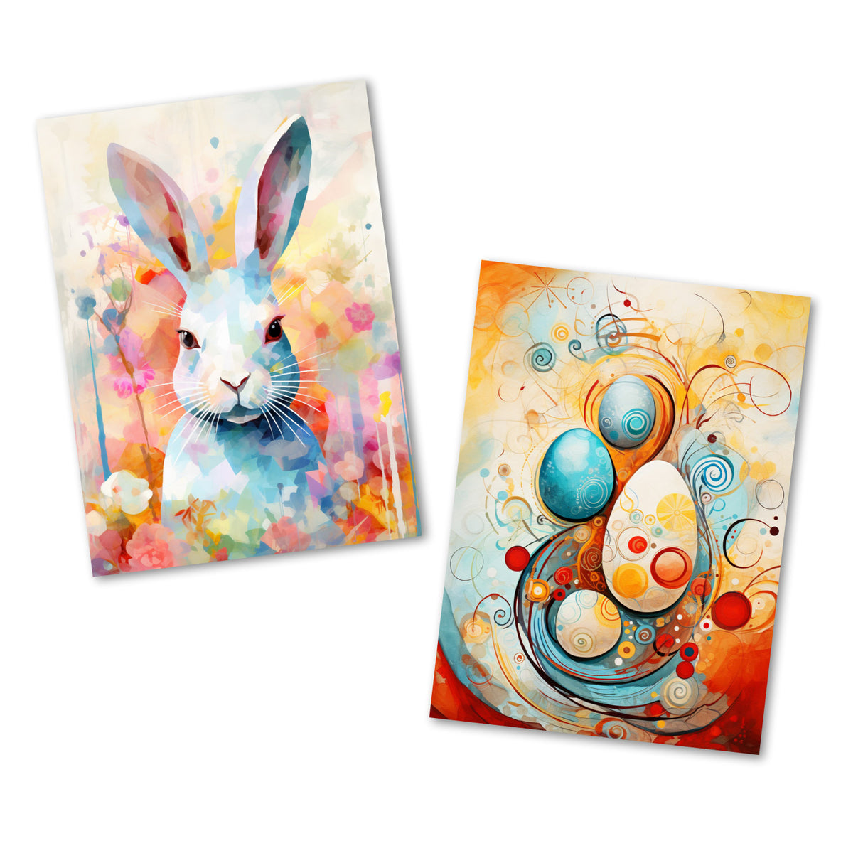 Oster Grußkarten Set V2 (10 Karten) | Kunstvolle Oster Karten | Geschenk | Karte mit Grußbotschaft | Postkarte oder Klappkarte