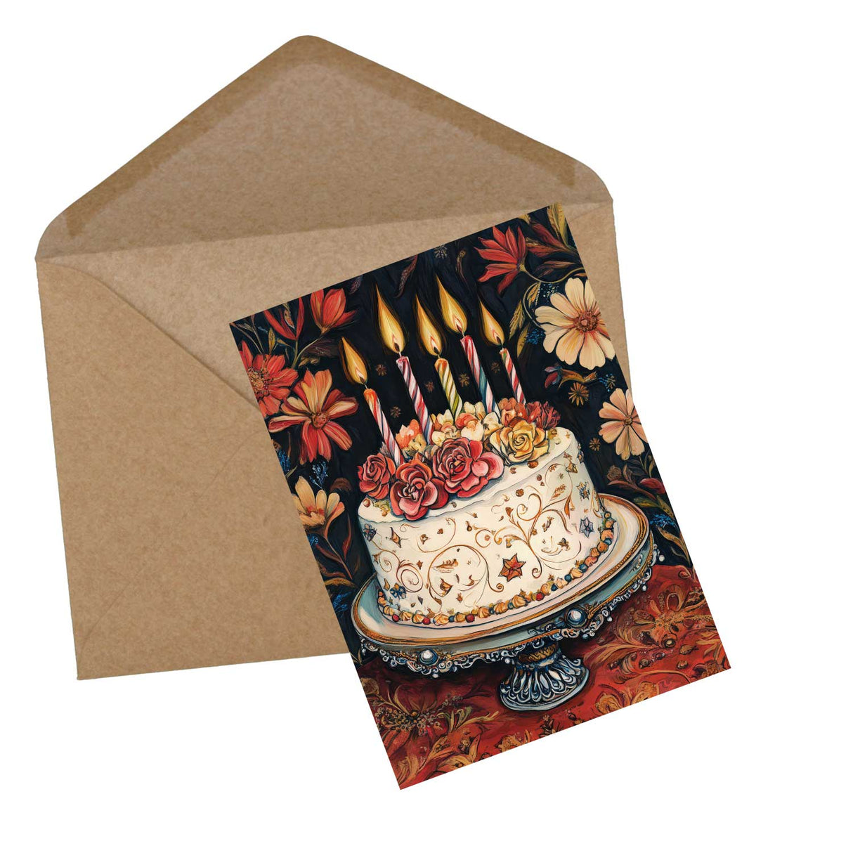 Geburtstagskarten Set mit Kuchen und Katzen – 12 bunte Grußkarten im A6 Format