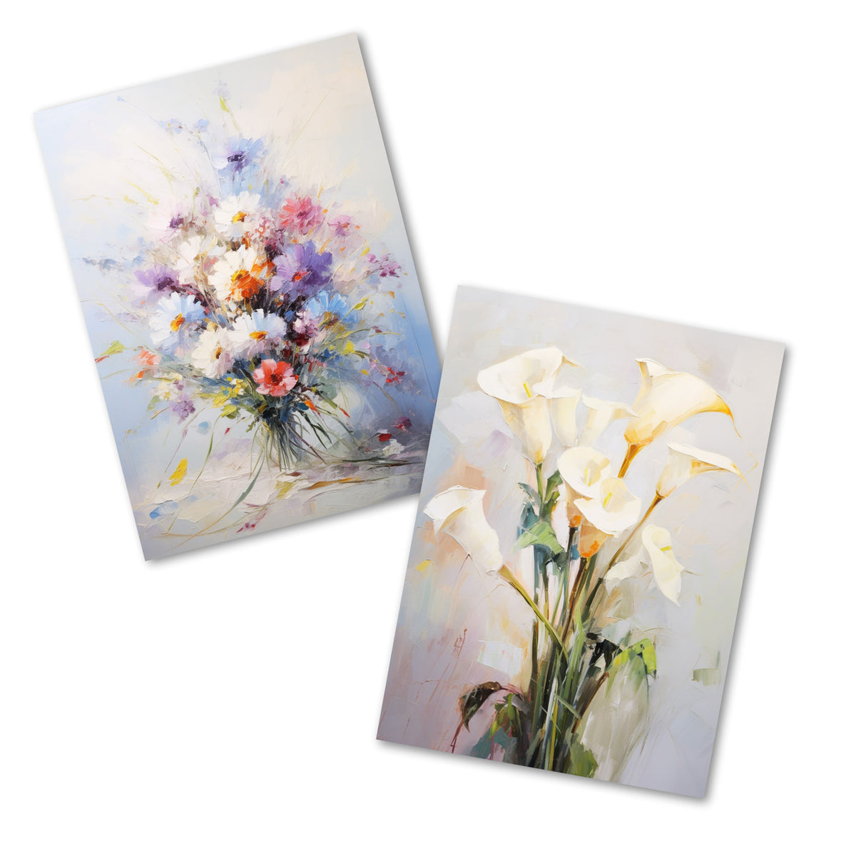 Blumen Postkarten A6 Set (10 Cards) Blumensträuße Ölgemalt Reprint I digital Painting I Neutrale Grusskarten mit Blumenstrauss