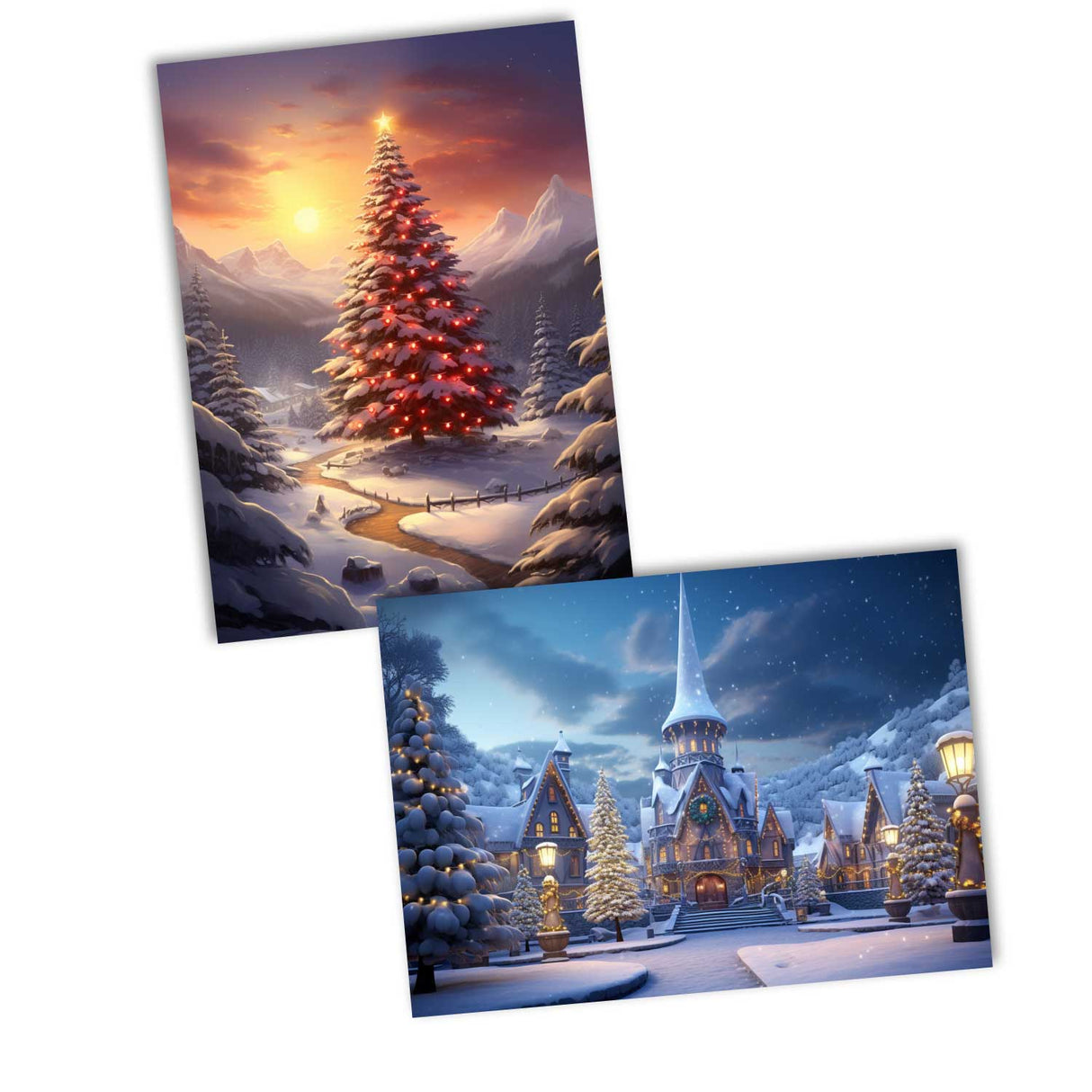 Weihnachten Grußkarten Set (10 Karten) | Kunstvolle Weihnachtskarten | Geschenk | Karte mit Grußbotschaft | Postkarte | Weihnachtsfest VOL 1