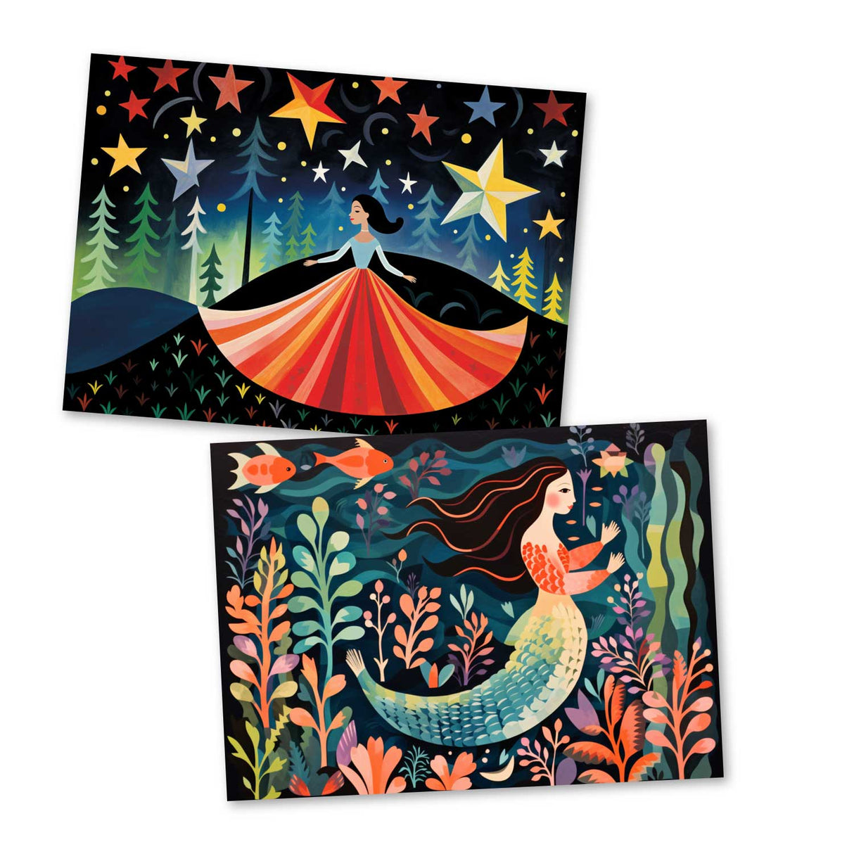 Kinder Geburtstags und Einladungskarten Set (15 Karten) | Märchenhafte Motive | Geschenk | für Jungen und Mädchen