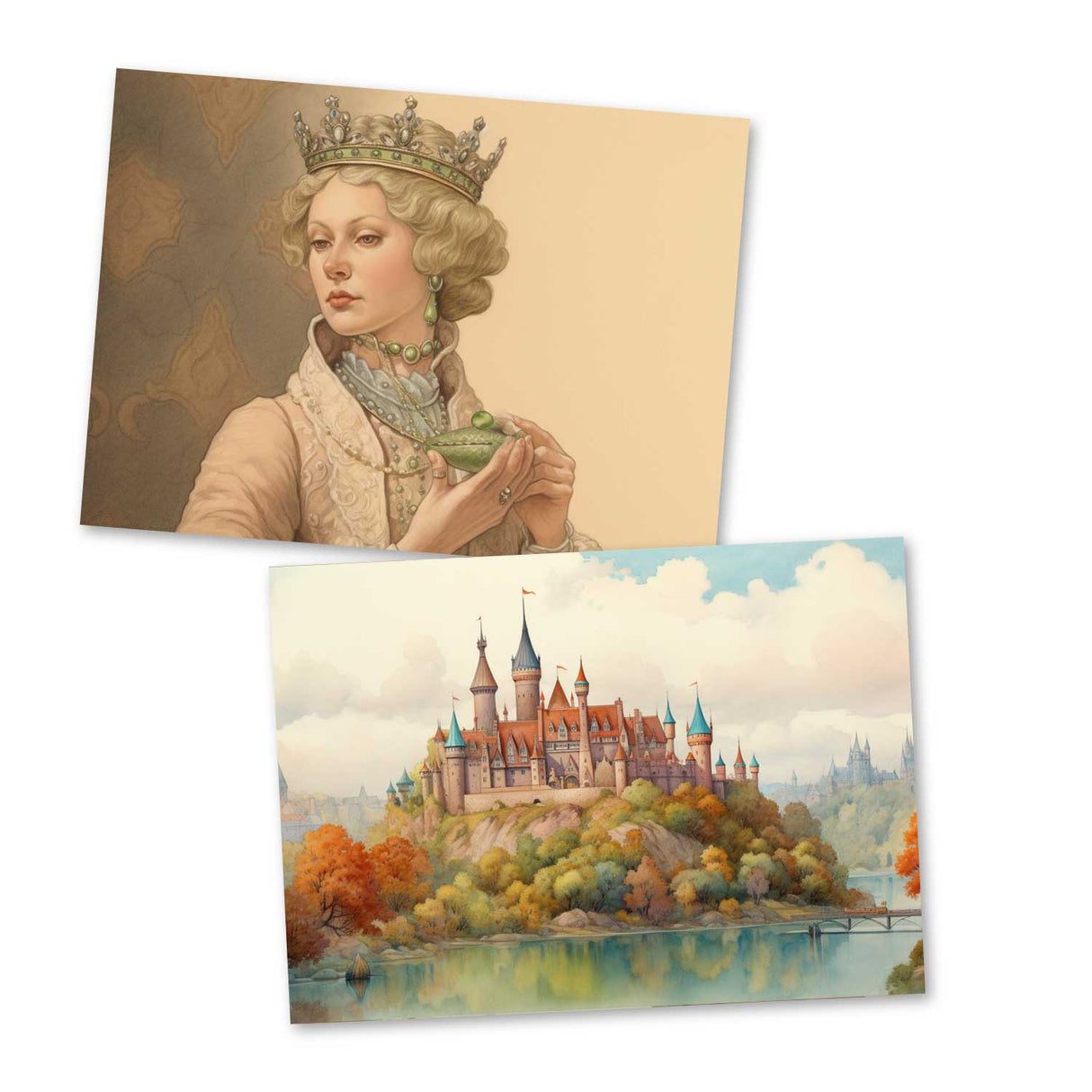 Die Prinzessin auf der Erbse Set A6 (15 Cards) kunstvoll Illustrierte Märchen I von H.C. Andersen im Original als kunstvolles Set