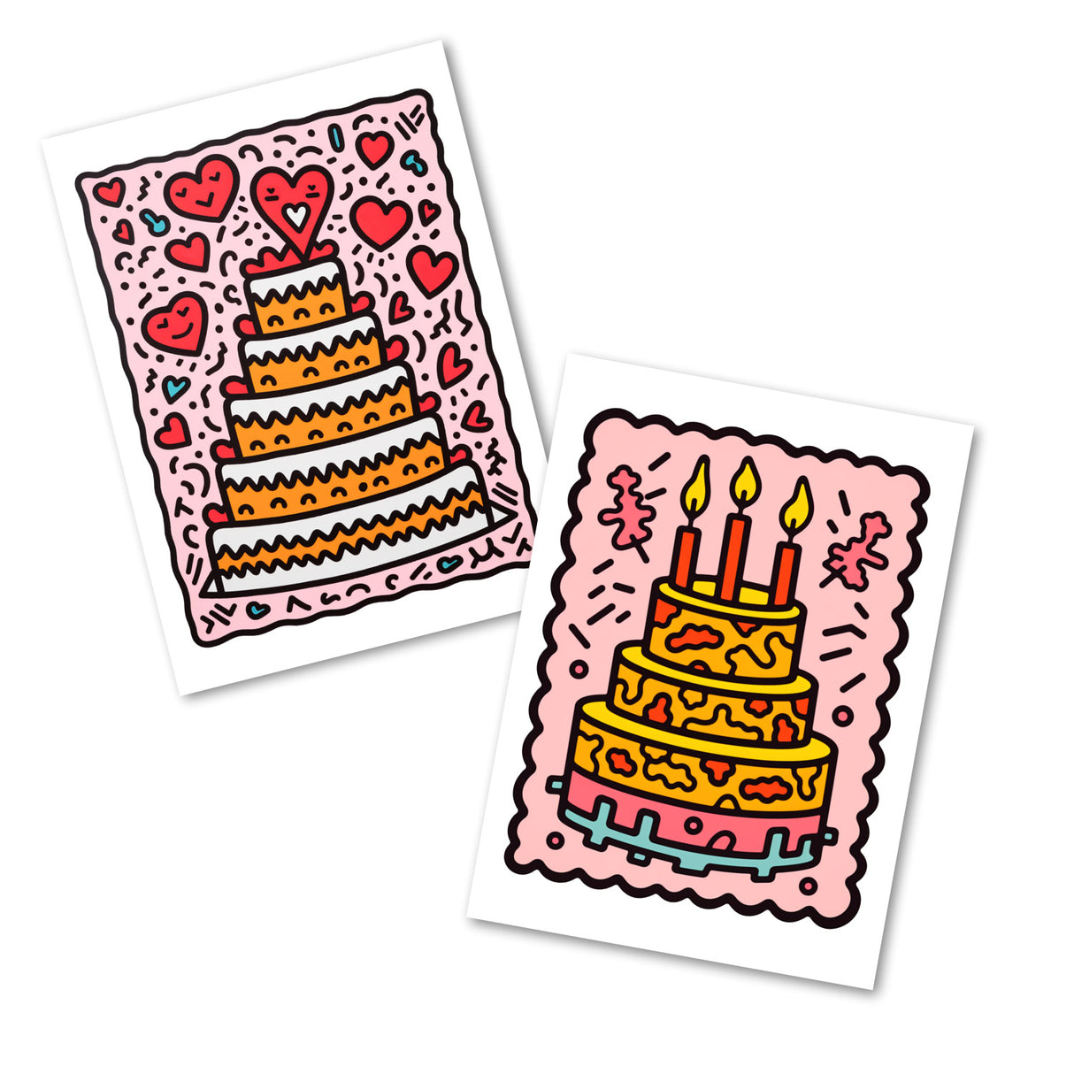 Geburtstagskarten Postkarten A6 Set (10 Cards) Keith Haring Style I Karten zum Geburtstag Klappkarten für Glückwünsche I Happy Birthday