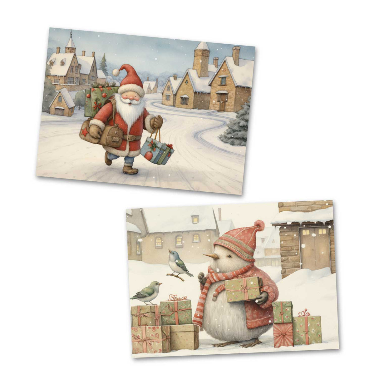 Weihnachten Kinder und Santa Karten Set (10 Karten) | Märchenhafte Weihnachten | Geschenk | kinderbuch Zeichnungen Santa Clause Weihnachten