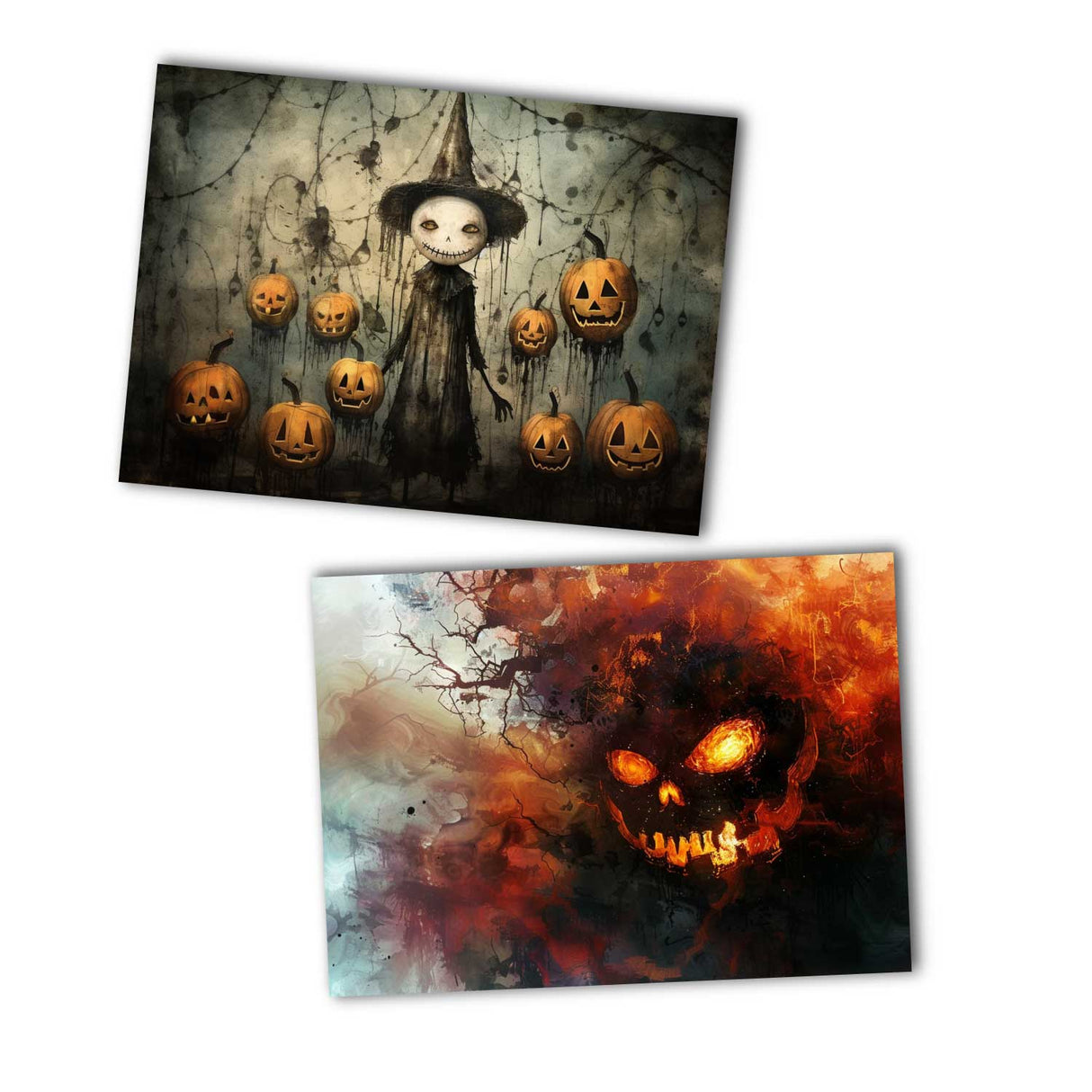 Halloween Grußkarten Set V3 (10 Karten) | Kunstvolle Halloween Karten