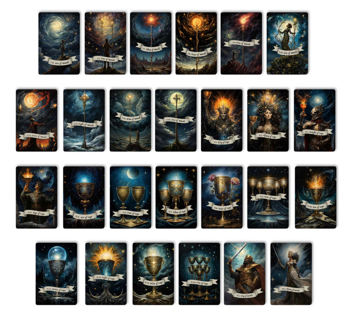 Sternen Tarotkarten im Set (78 Karten) | Tarot Deck mit 78 Tarot Karten in drei größen | deutsch und englisch erhältlich | matt farbdruck