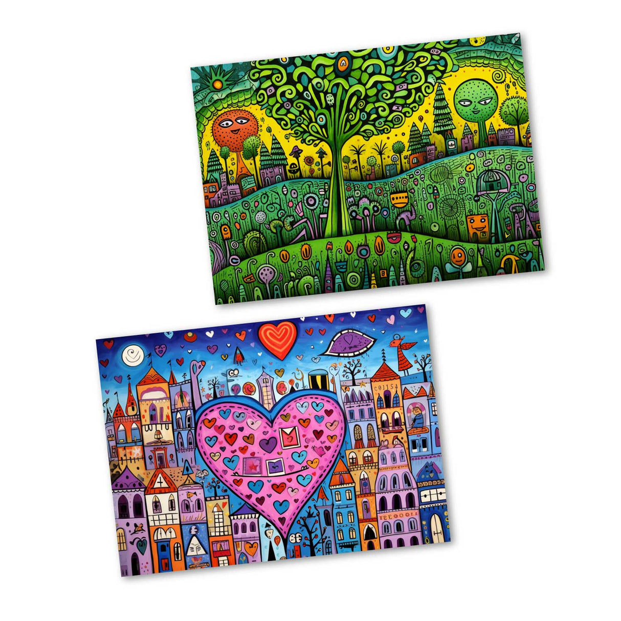 12 Kunstvolle Kollagen I Geburtstagskarten Postkarten A6 Set (10 Cards) Kollagen Stil I Karten zum Geburtstag Klappkarten für Glückwünsche I Happy Birthday