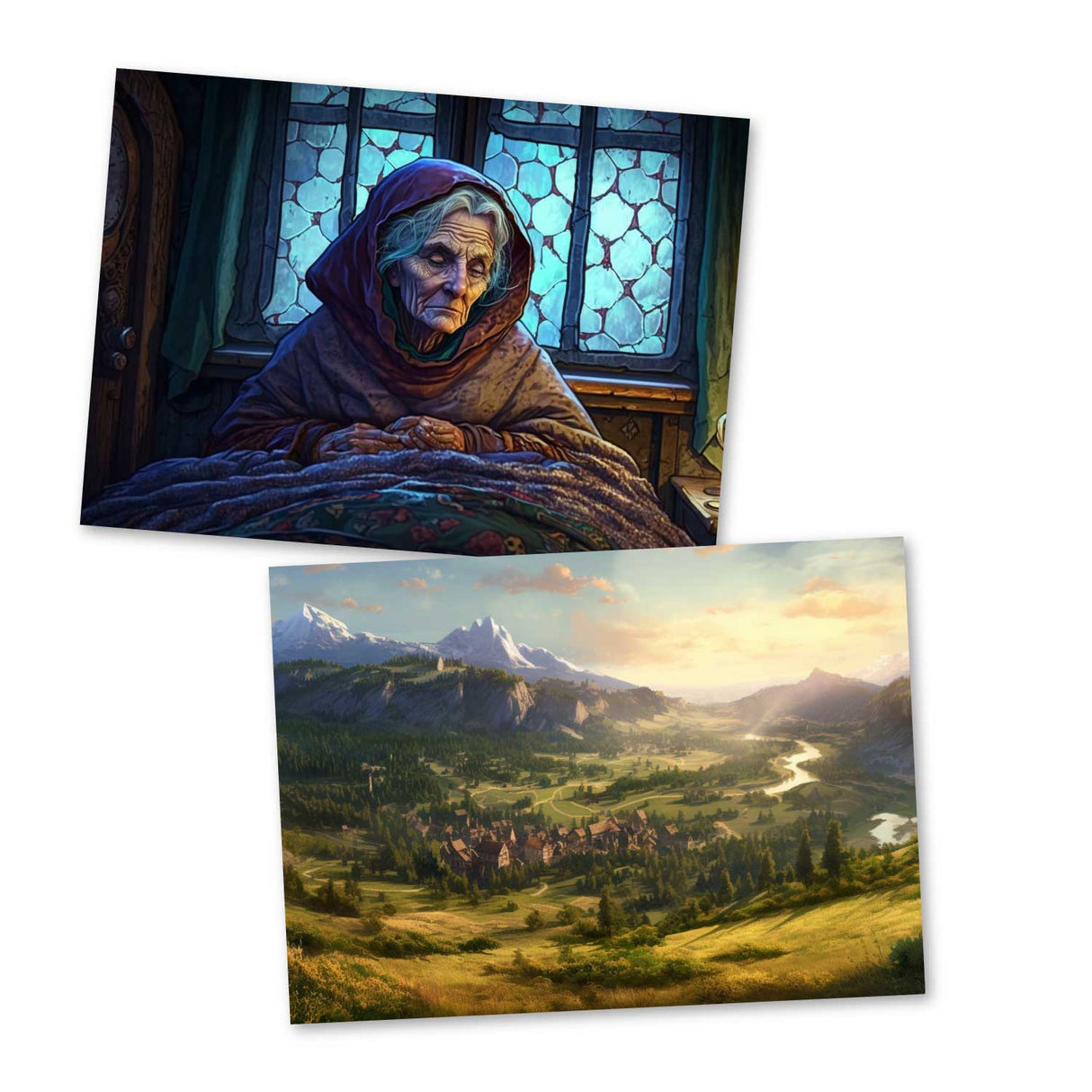 Rotkäppchen (15 Cards) Illustrierte Märchen Stained Glass I von den Gebrüdern Grimm im Original als kunstvolles Set