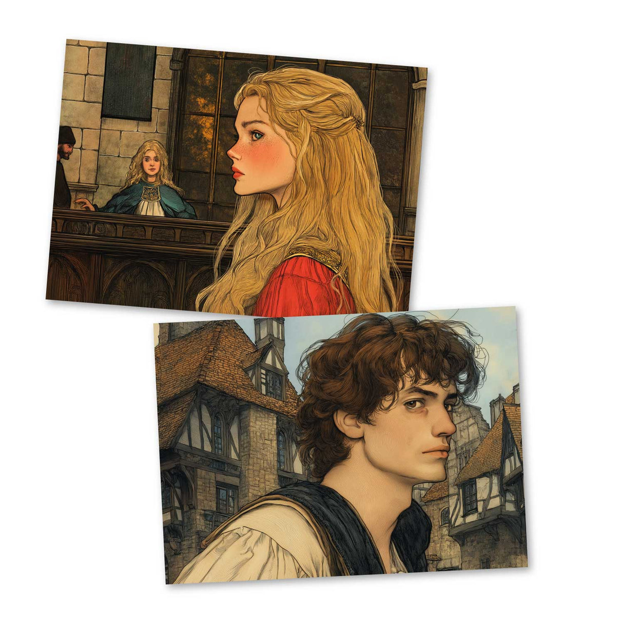 Das Rätsel Karten Set A6 (15 Cards) Illustrierte Märchen Zeichnung I von den Brüdern Grimm im Original