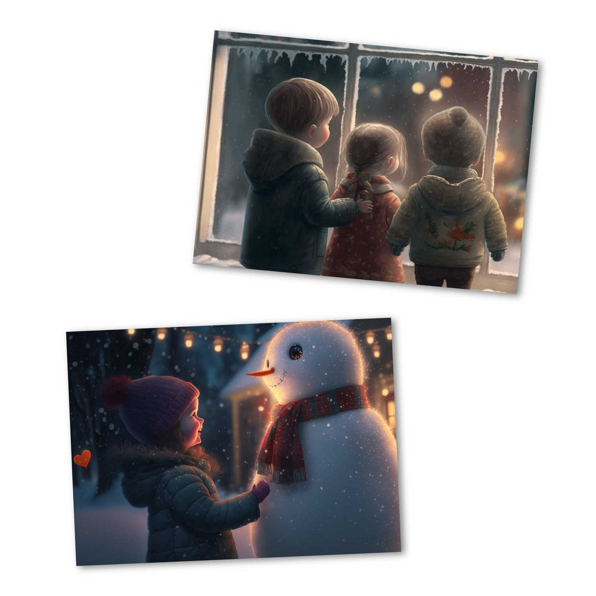 Winter Kartenset - Geschenkkarten für Kinder im Set (10 Karten) | Weihnachtskarten im Pixar Style | Geschenk | Klappkarte oder Postkarten