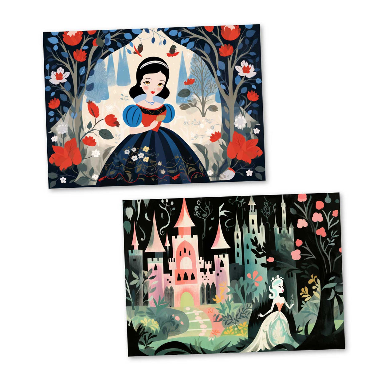 Kinder Geburtstags und Einladungskarten Set (15 Karten) | Märchenhafte Motive | Geschenk | für Jungen und Mädchen