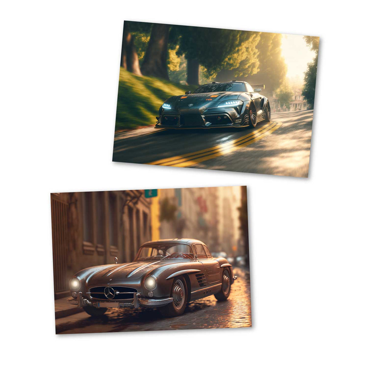 The most beautiful cars as greeting cards in a set (10 cards) | Ornate motif cards Cars | cars, mercedes, ford,