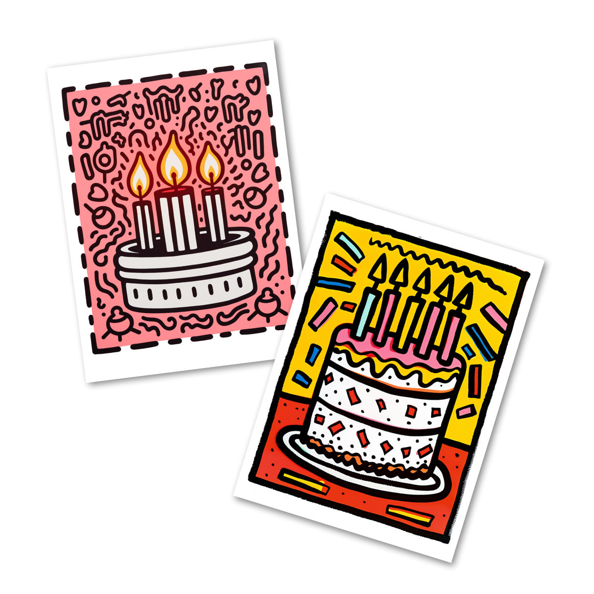 Geburtstagskarten Postkarten A6 Set (10 Cards) Keith Haring Style I Karten zum Geburtstag Klappkarten für Glückwünsche I Happy Birthday