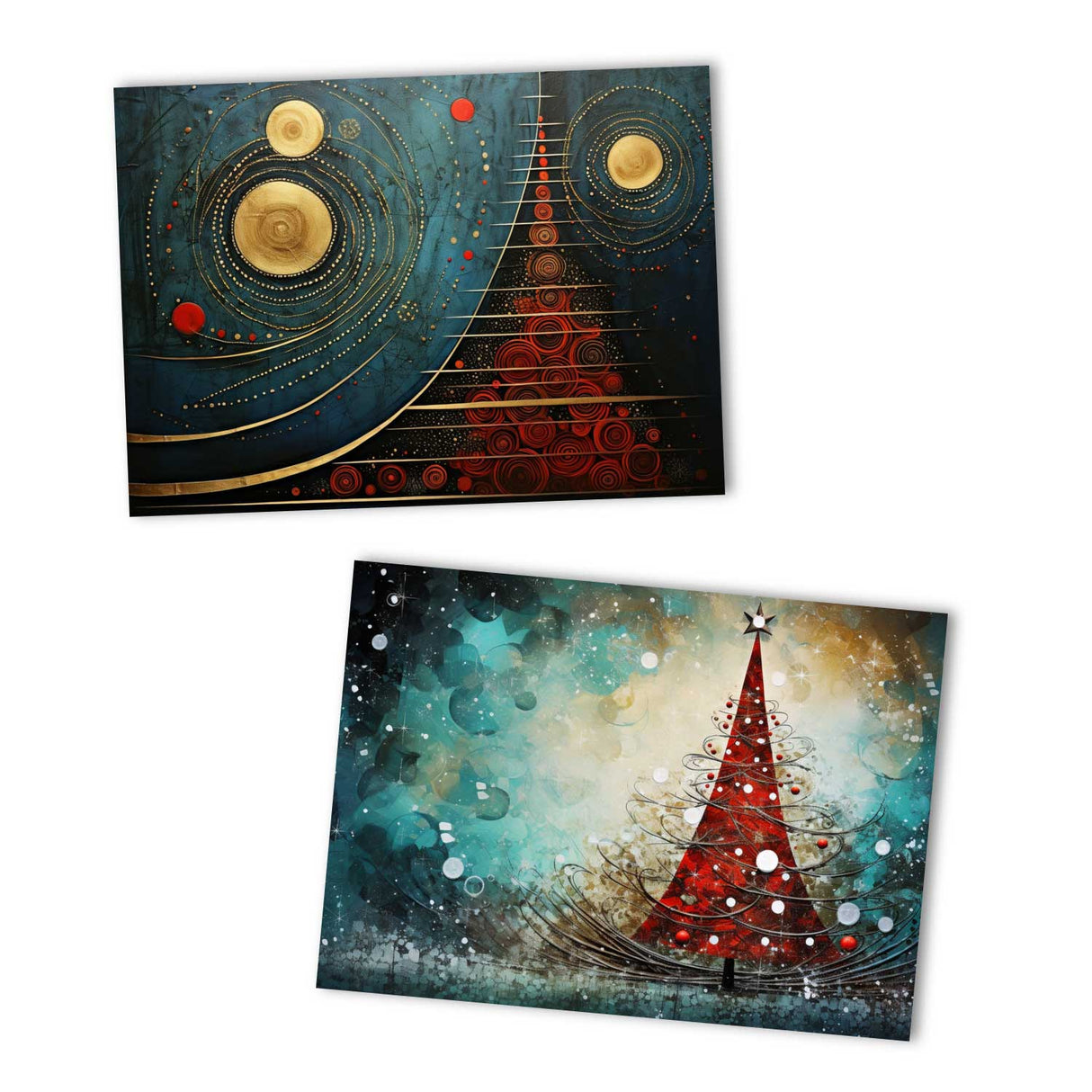 Weihnachten Grußkarten Set V3 (10 Karten) | Kunstvolle Weihnachts Karten | Geschenk | Karte mit Grußbotschaft | Postkarte oder Klappkarte