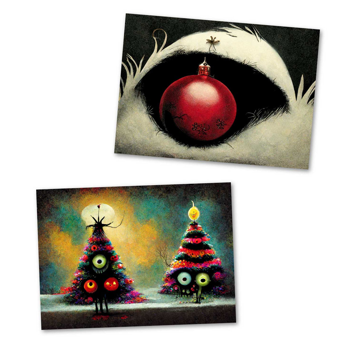 Schaurig schöne Weihnachten Grußkarten Set (10 Karten) | Kunstvolle grusselige Weihnachtskarten | Karte mit Grußbotschaft | Tim Burton Style