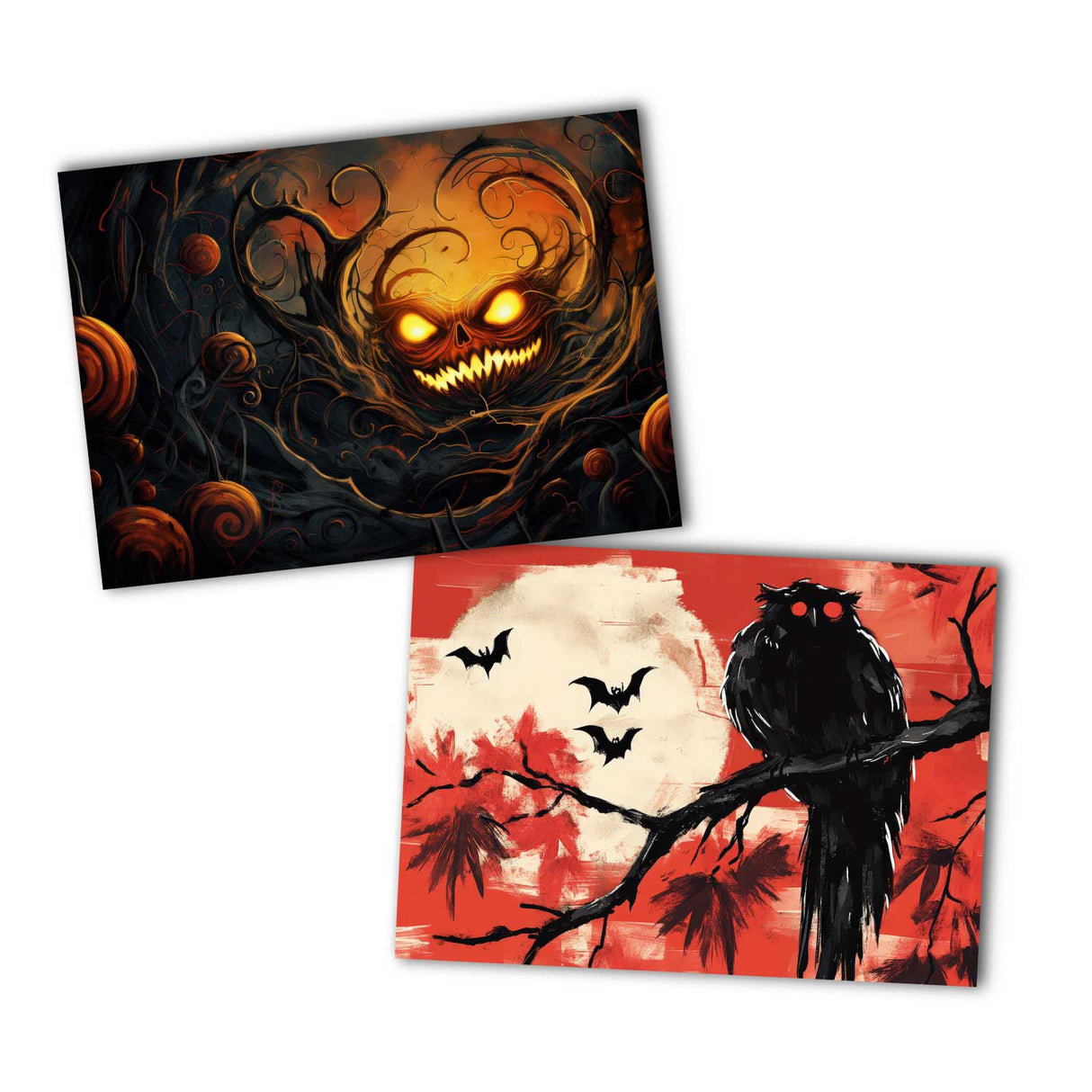 Halloween Karten Set – 12 kunstvolle Grußkarten | Deko Geschenk | Postkarte Klappkarte