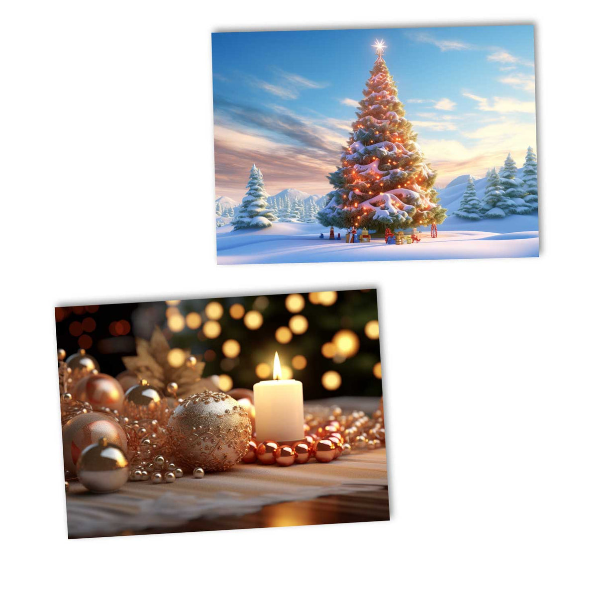 Weihnachten Grußkarten Set (10 Karten) | Kunstvolle Weihnachtskarten | Geschenk | Karte mit Grußbotschaft | Postkarte | Weihnachtsfest VOL 1