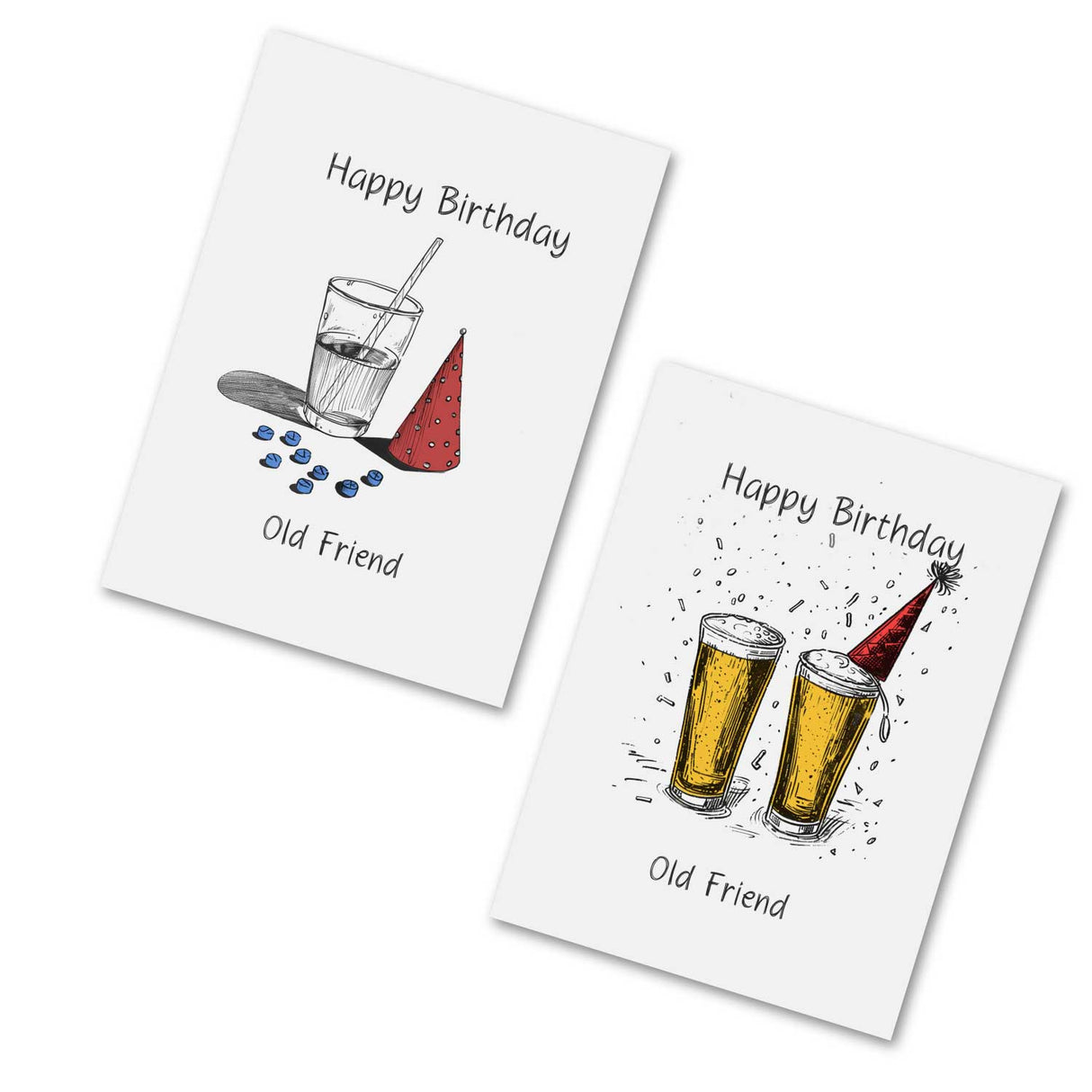 Happy Birthday Old Friend (10 Karten) | Geburtstagskarten für alte Freunde | Geschenk | lustige humorvolle freche Geburtstagskarte Sketch