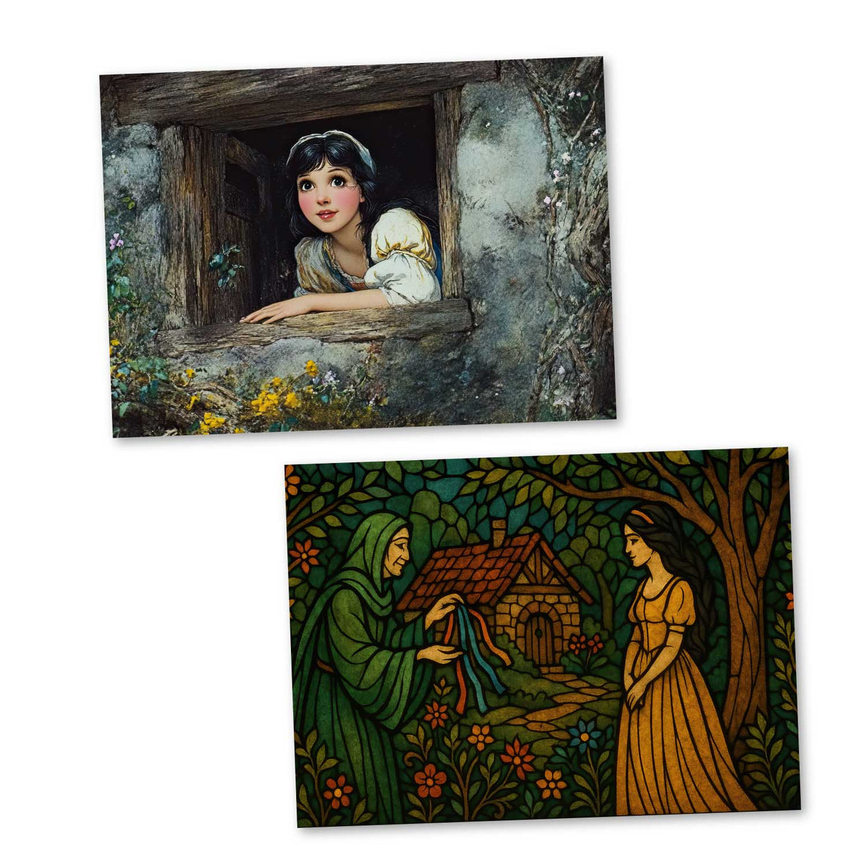 Schneewittchen Set A6 (15 Cards) kunstvoll Illustrierte Märchen I von den Brüdern Grimm im Original als kunstvolles Set