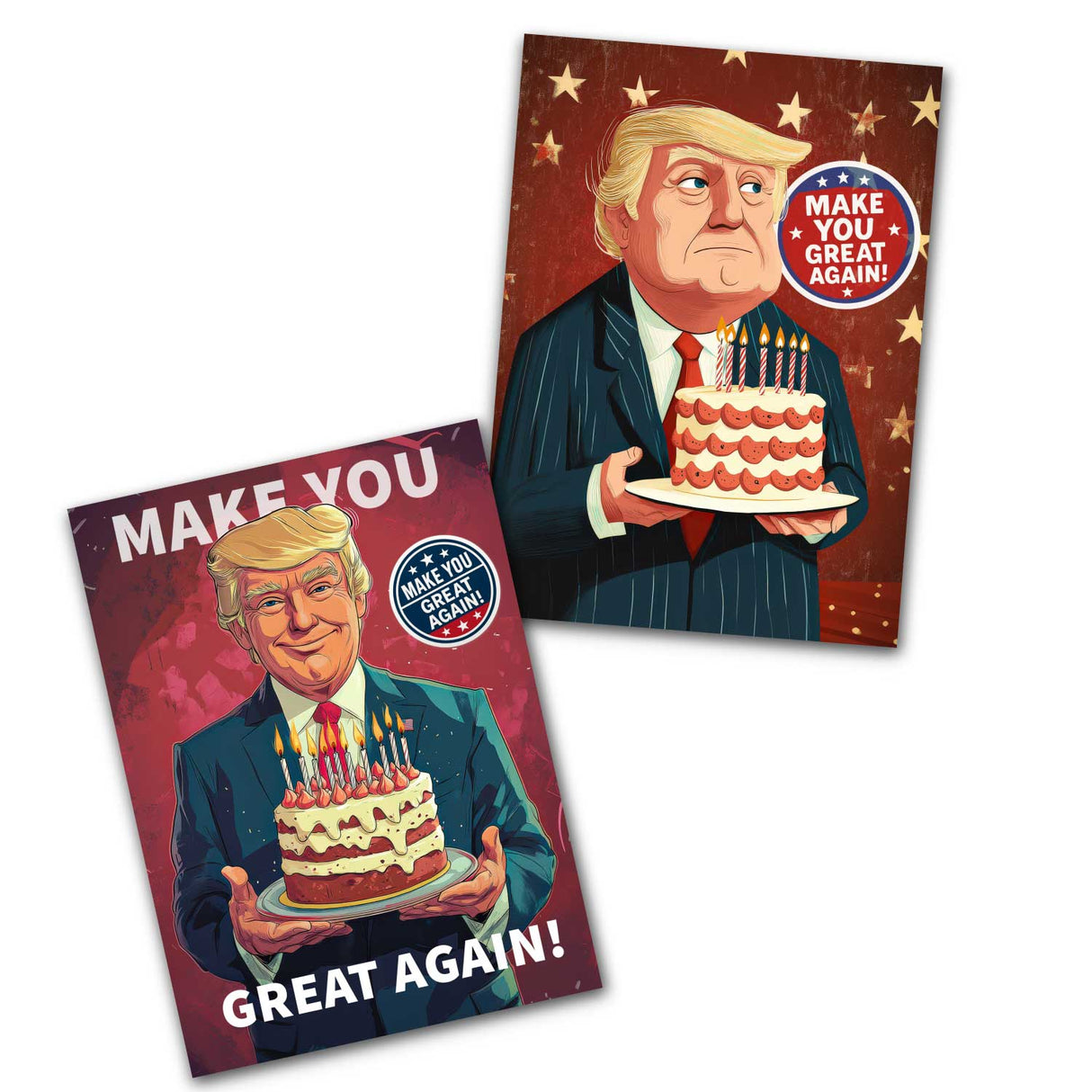 8 Lustige Trump-Geburtstagskarte – 'Make You Great Again' – Humorvolle Karten | Postkarte oder Klappkarte | Illustration