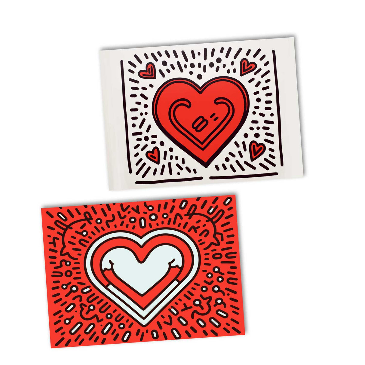 Valentinskarten Liebe Postkarten A6 Set (10 Cards) Keith Haring Style I Karten für Liebesbotschaften