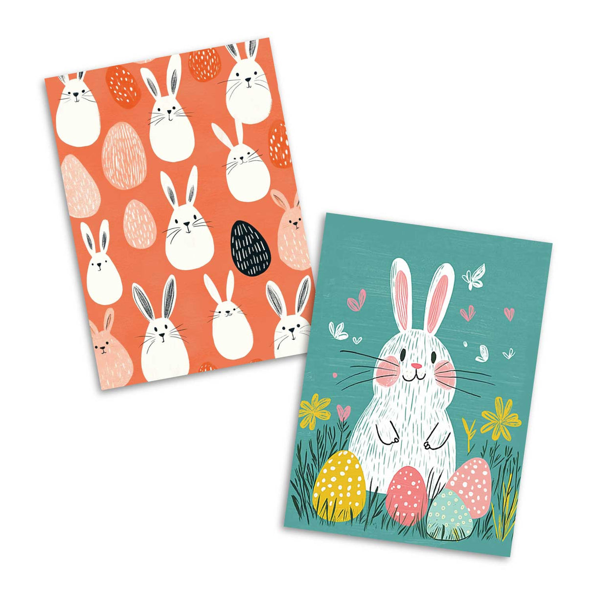 Lustige Osterhasen Karten Set (12 Karten) | Grußkarten zu Ostern| Funny Bunny | Karte mit Grußbotschaft