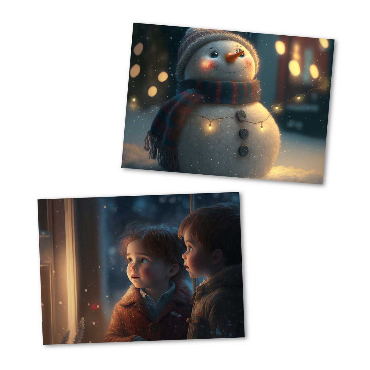 Winter Kartenset - Geschenkkarten für Kinder im Set (10 Karten) | Weihnachtskarten im Pixar Style | Geschenk | Klappkarte oder Postkarten