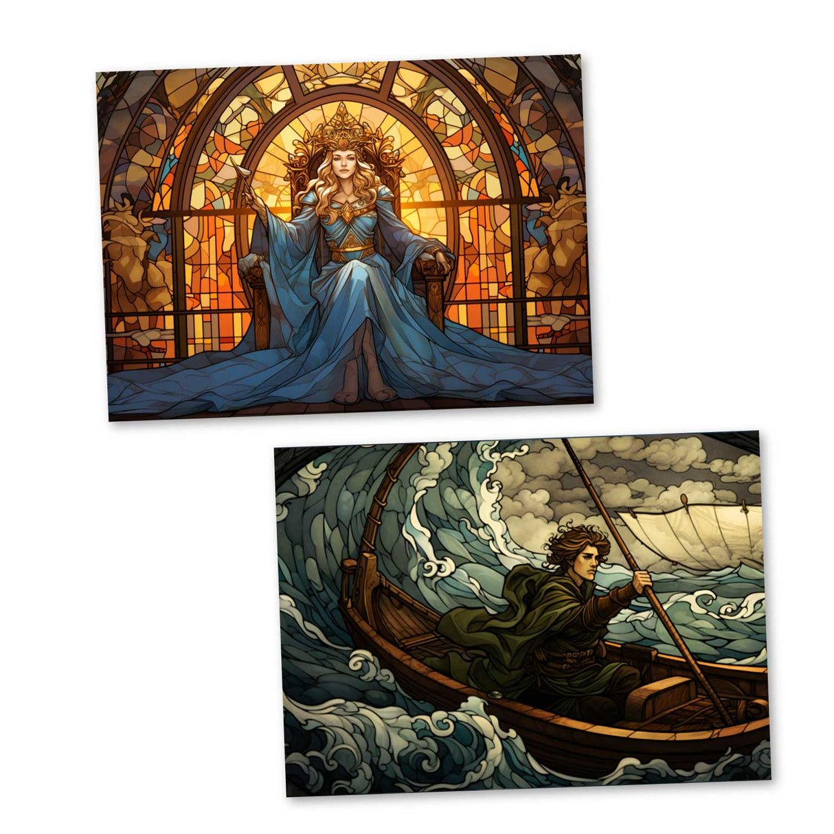 Der Fischer und seine Frau Karten Set A6 (15 Cards) klassisches Illustriertes Märchen I Steinglass Fenster Brüder Grimm I kunstvolles Set