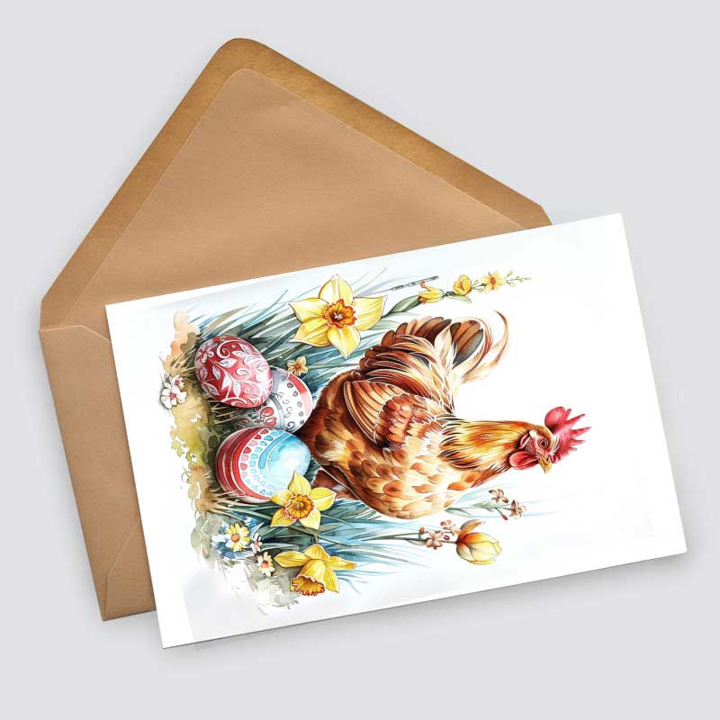 Easter Greeting Cards Set (10 Cards) | Easter bunnies, chicks, tulips and flowers | poison | wall decoration | Postcards, folding cards set V2