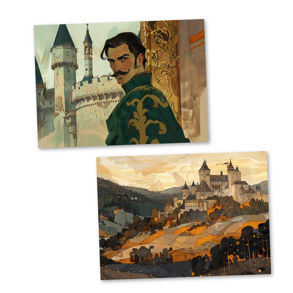 König Drosselbart Set A6 (15 Cards) kunstvoll Illustrierte Märchen I von den Brüdern Grimm im Original als kunstvolles Set