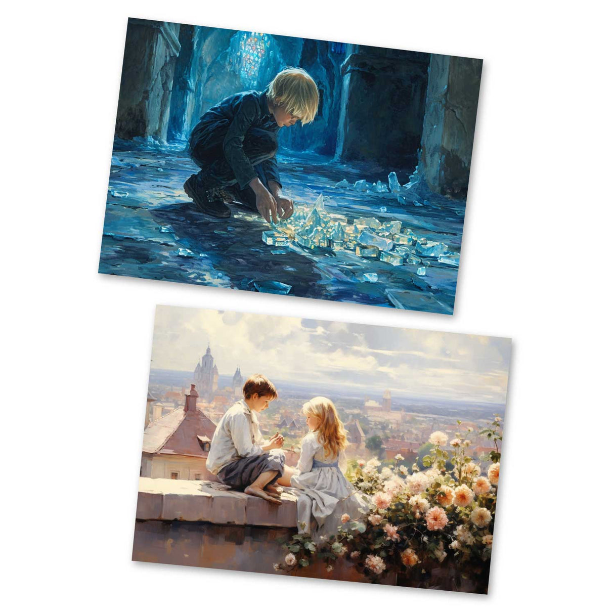 Die Schneekönigin (15 Cards) Illustriertes Wintermärchen I von H.C. Andersen im Original als kunstvolles Set I Die Eiskönigin im Original