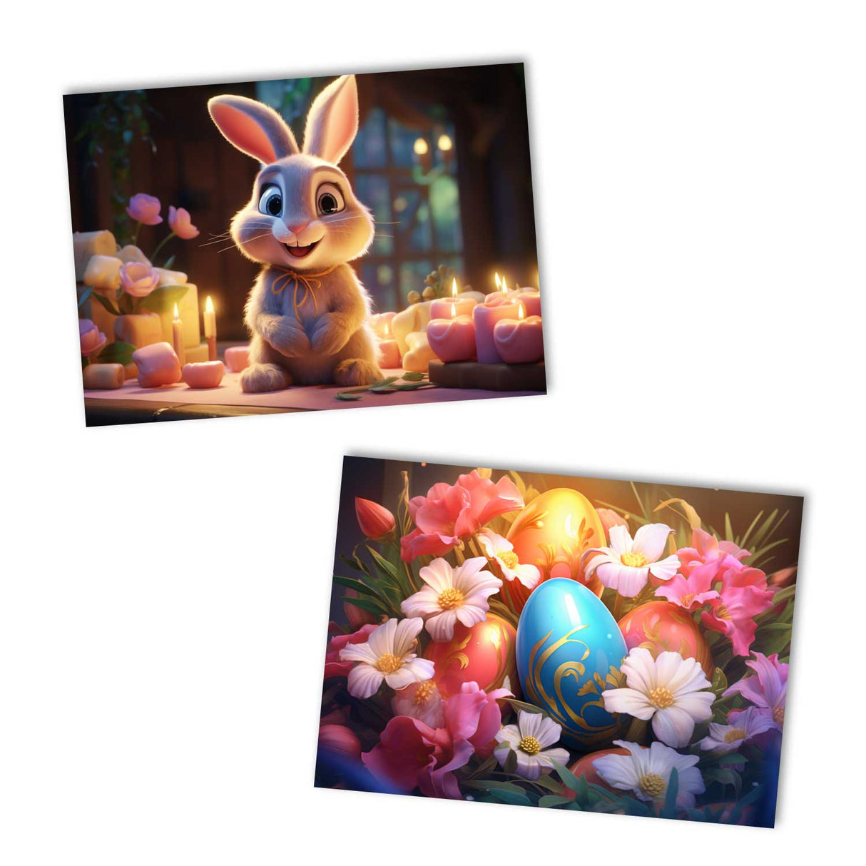 Oster Grußkarten Set (10 Karten) | Kunstvolle Osterkarten | Geschenk | Karte mit Grußbotschaft | Postkarte | Osterfest VOL2 CGI