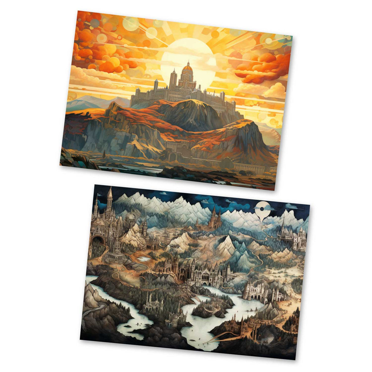 Das Rheingold - Der Ring der Nibelungen Karten Set A6 (15 Cards) klassisch Illustrierte Legende I Rheingold I kunstvolles Set