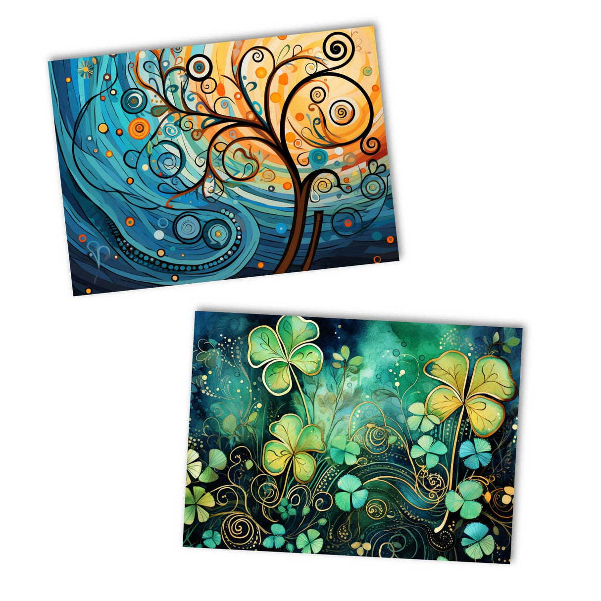 Neujahres Grußkarten Set V2 (10 Karten) | Frohes Neues Jahr Karten | Geschenk | Karte mit Grußbotschaft | Postkarte oder Klappkarte