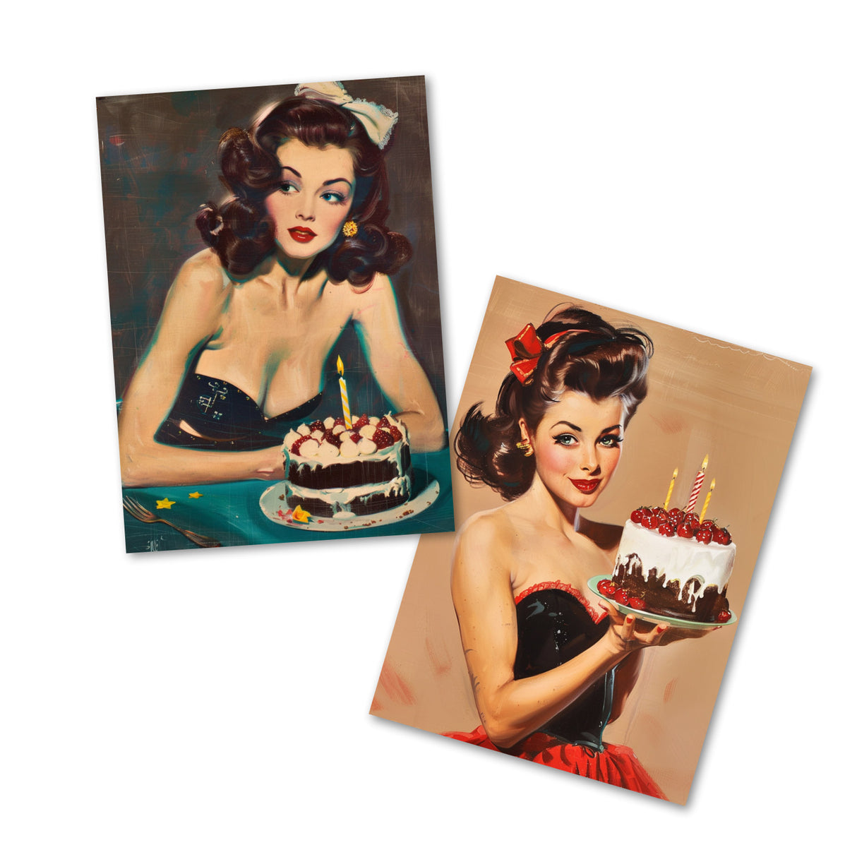 Vintage 60 Style Geburtstagskarten - Grußkarten Set (10 Karten) | Acryl Look im 60s Style | Postkarte oder Klappkarte | Acyrlmalerei (Kopie)