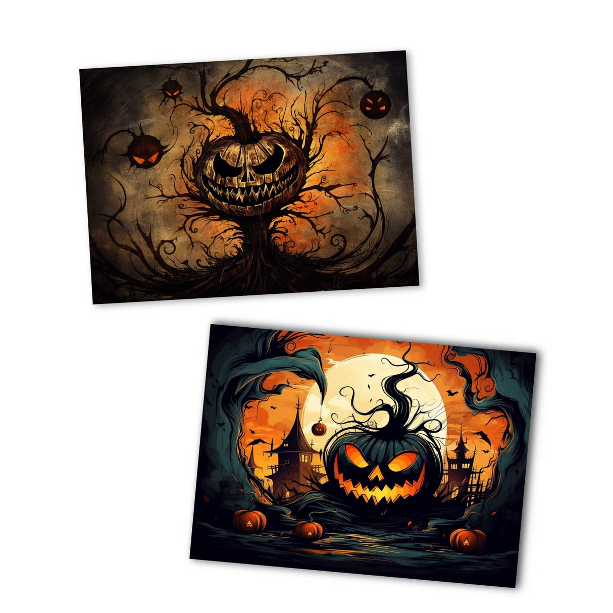 Halloween Grußkarten Set V3 (10 Karten) | Kunstvolle Halloween Karten