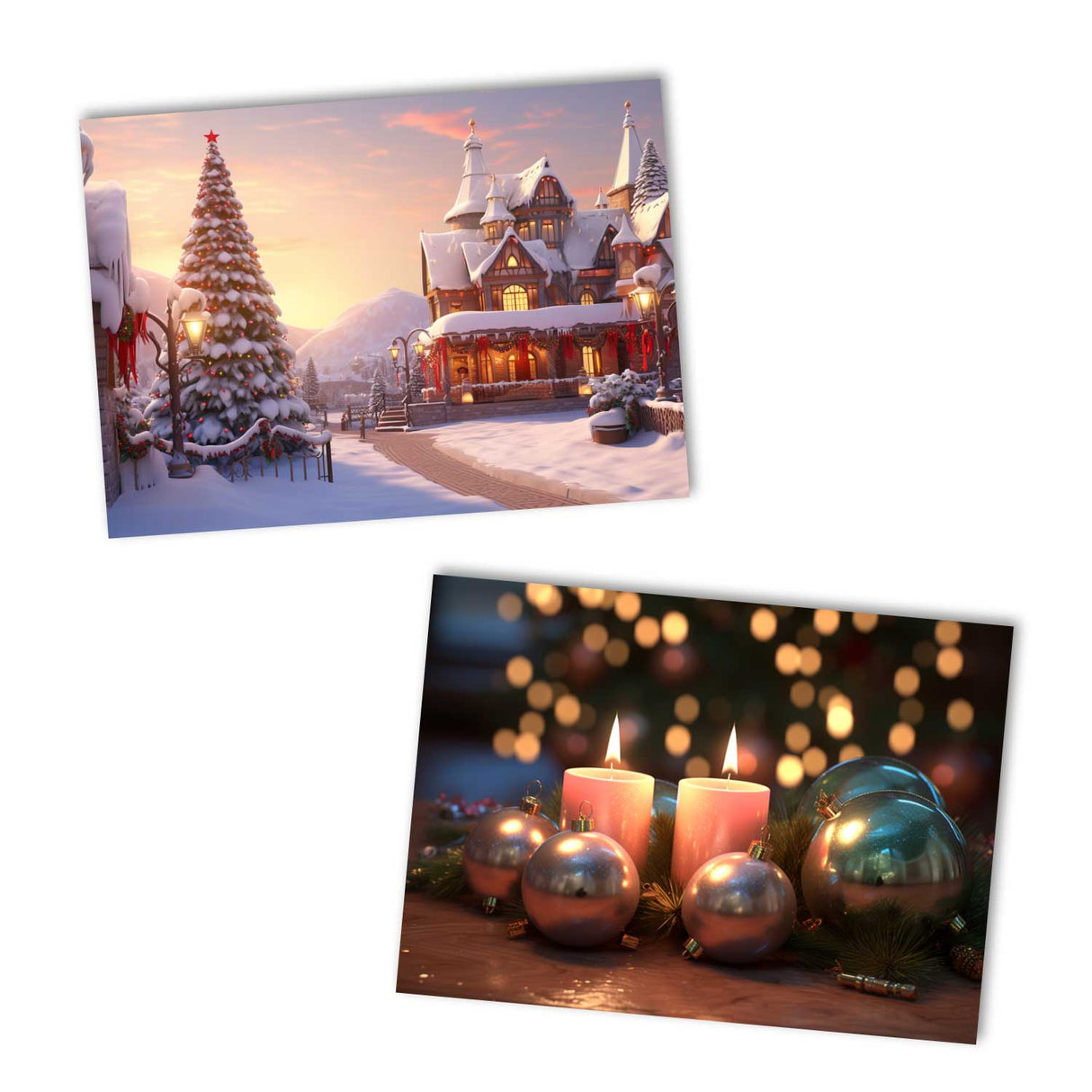 Weihnachten Grußkarten Set (10 Karten) | Kunstvolle Weihnachtskarten | Geschenk | Karte mit Grußbotschaft | Postkarte | Weihnachtsfest VOL 1
